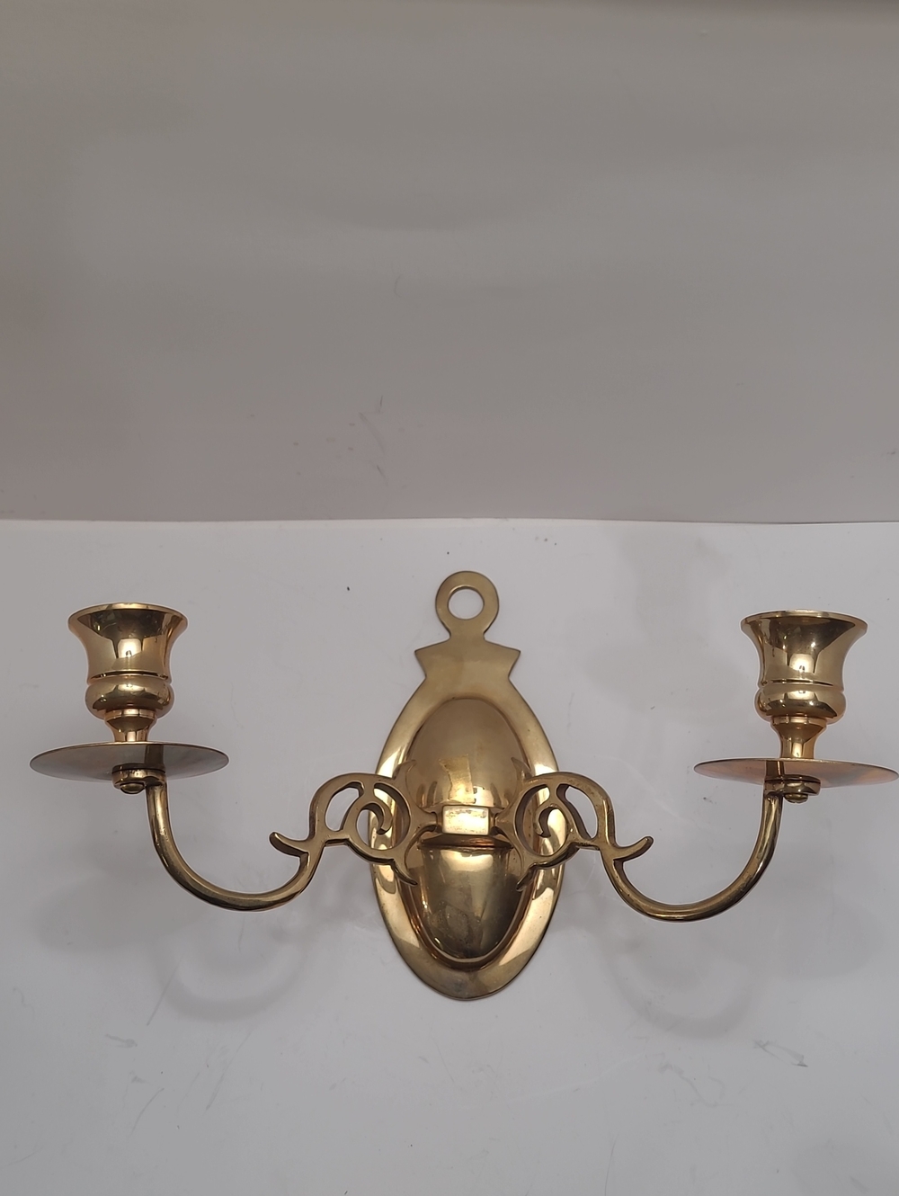 Vintage Brass Double-Arm Wall Sconce Candle Holders